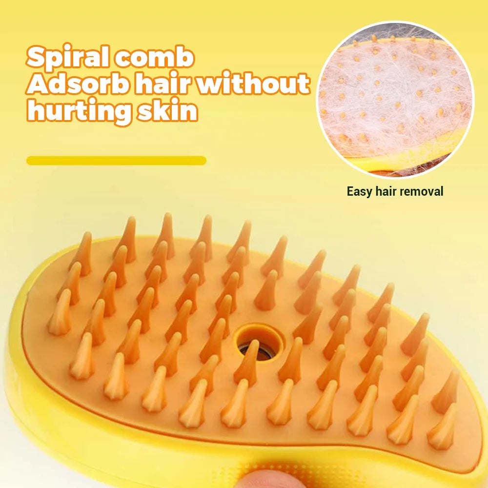 3-in-1 Electric Pet Grooming Brush with Steam, Spray, and Massage Features for Cats and Dogs