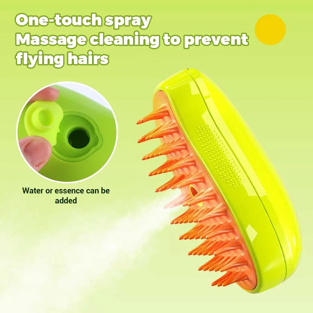 3-in-1 Electric Pet Grooming Brush with Steam, Spray, and Massage Features for Cats and Dogs