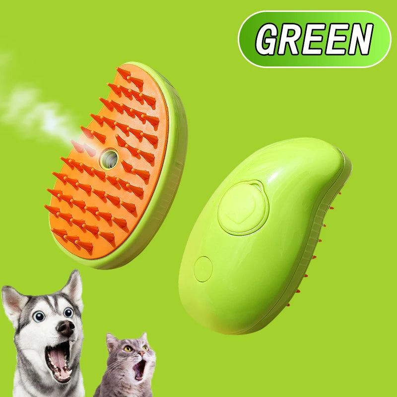3-in-1 Electric Pet Grooming Brush with Steam, Spray, and Massage Features for Cats and Dogs