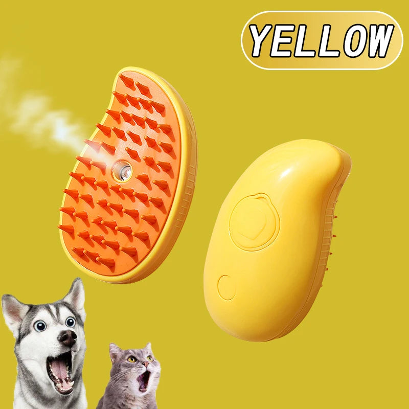 3-in-1 Electric Pet Grooming Brush with Steam, Spray, and Massage Features for Cats and Dogs